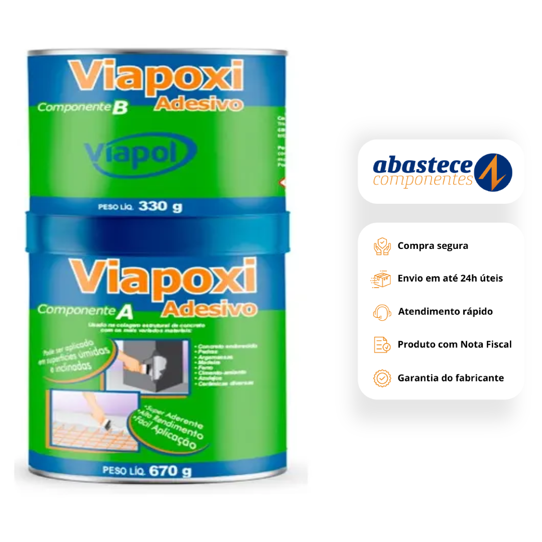 Adesivo Epóxi Viapoxi 1Kg Cinza Bicompontente 0510698 Viapol