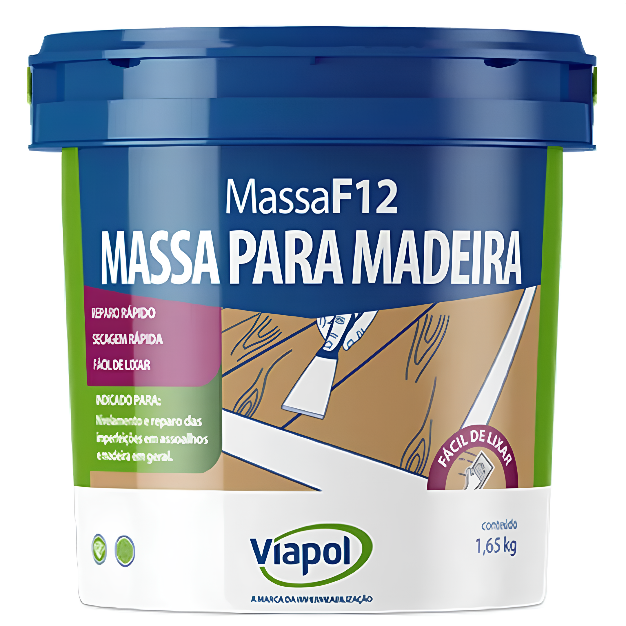 Massa para Madeira Branca MF12 1,65 Kg V0210626 Viapol