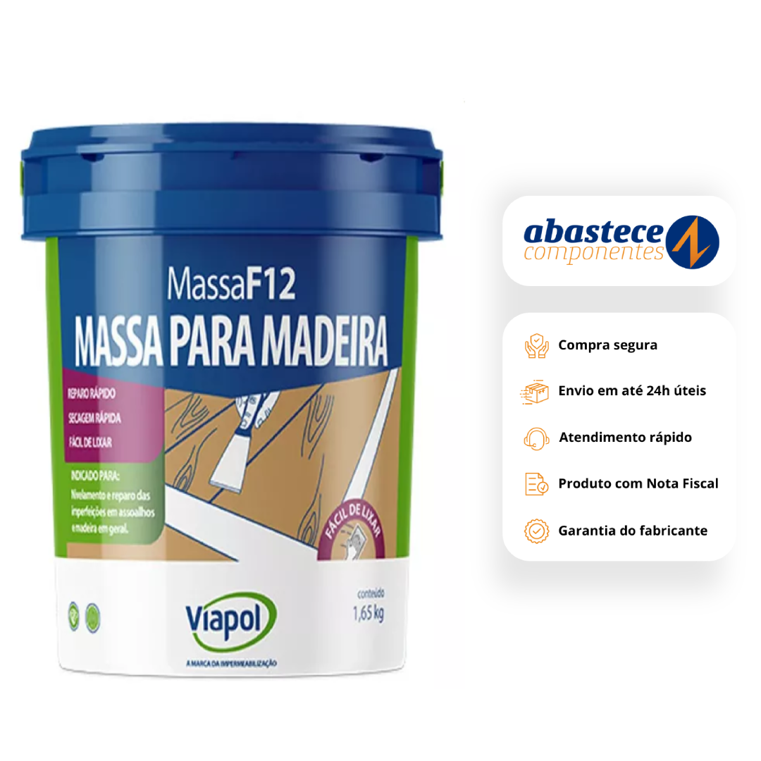 Massa para Madeira Branca MF12 1,65 Kg V0210626 Viapol
