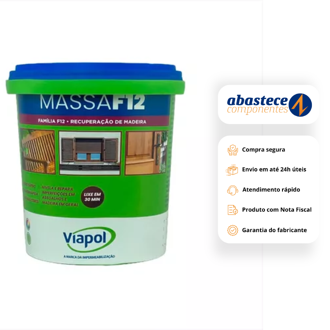 Massa Para Madeira F12 Marfim 1,65Kg V0210684 Viapol