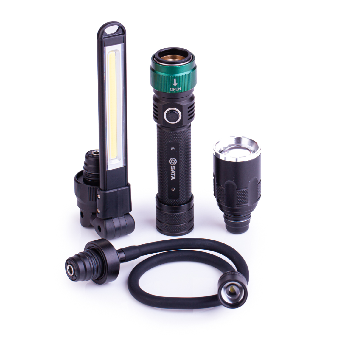 Lanterna Recarregável 3 em 1 350LM 180° Magnética e USB SATA