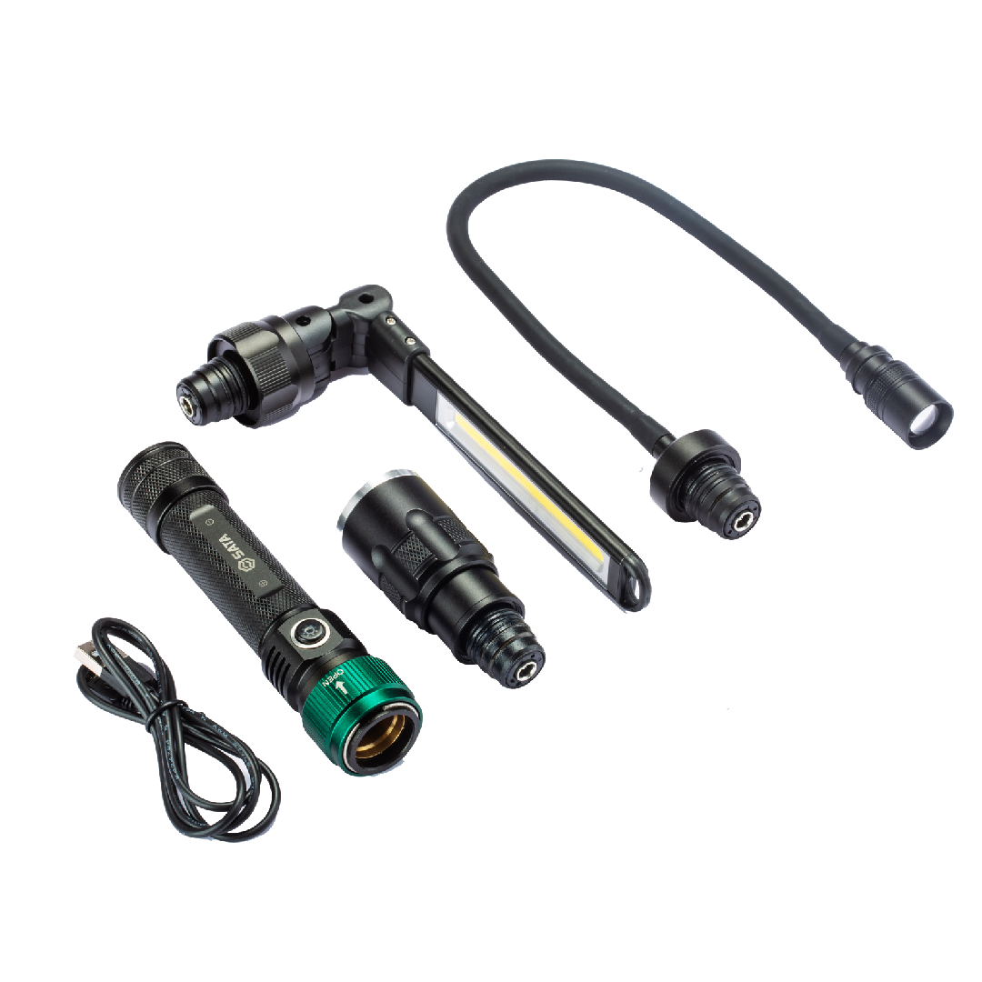 Lanterna Recarregável 3 em 1 350LM 180° Magnética e USB SATA