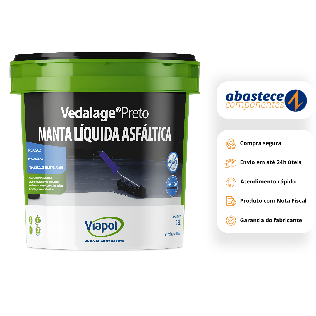 Manta Líquida Vedalage Balde 18 Litros Preto V0317895 Viapol