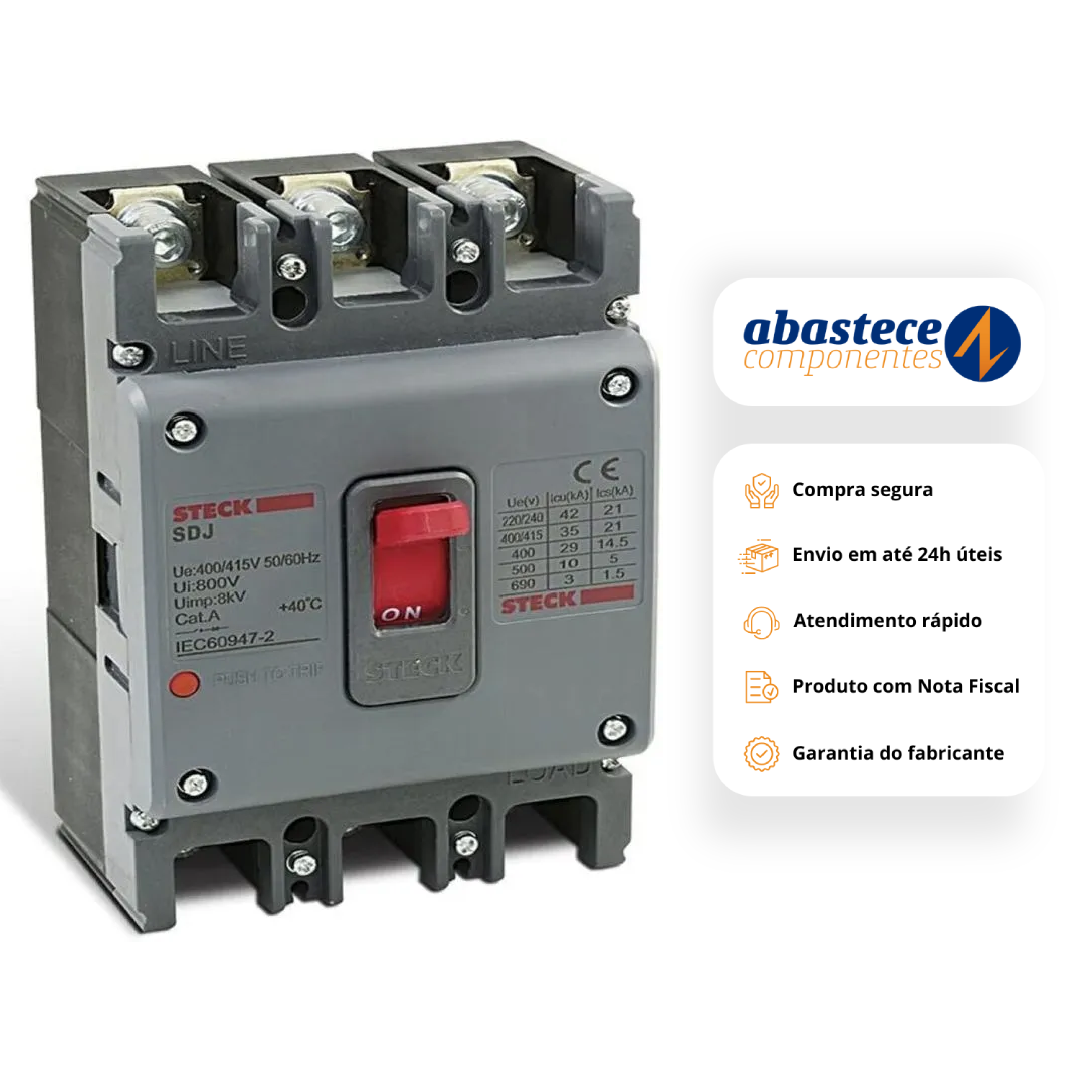 Disjuntor Caixa Moldada Asgard Tripolar 200A SDJS200 Steck