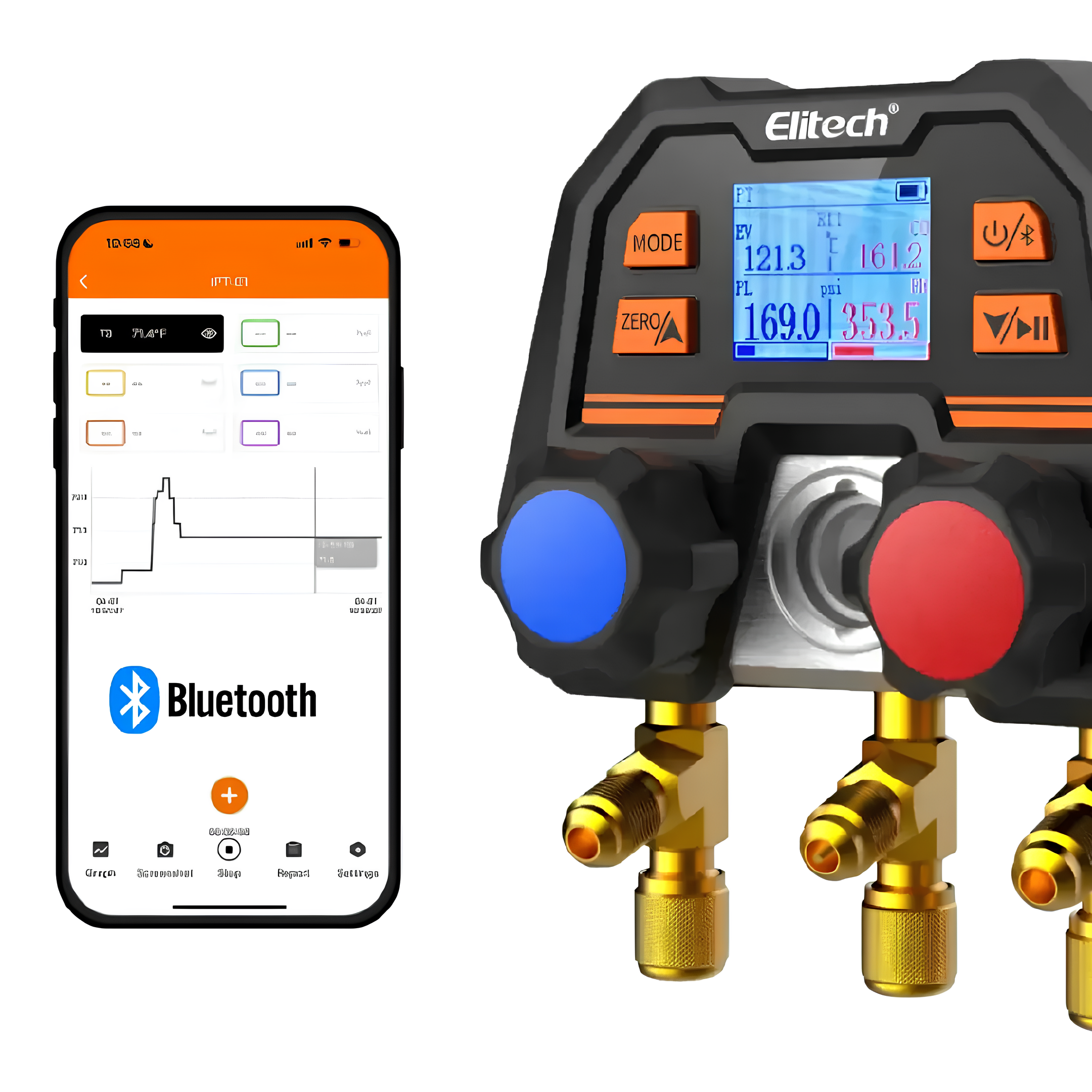 Manifold Digital Ms-100  1/4 SAE-3 -14 ~ 800psi Elitech