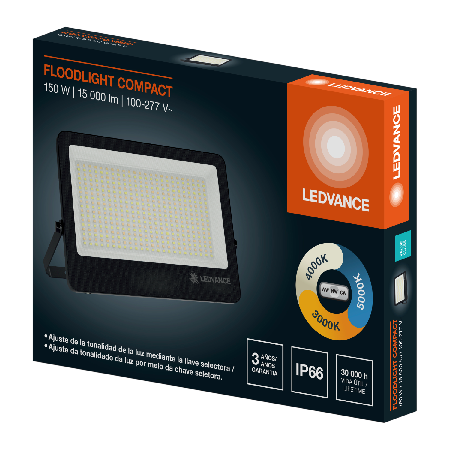 Refletor Led 150W 3Cct 15000Lm Bivolt Ip66 Floodlight Compact Ledvance