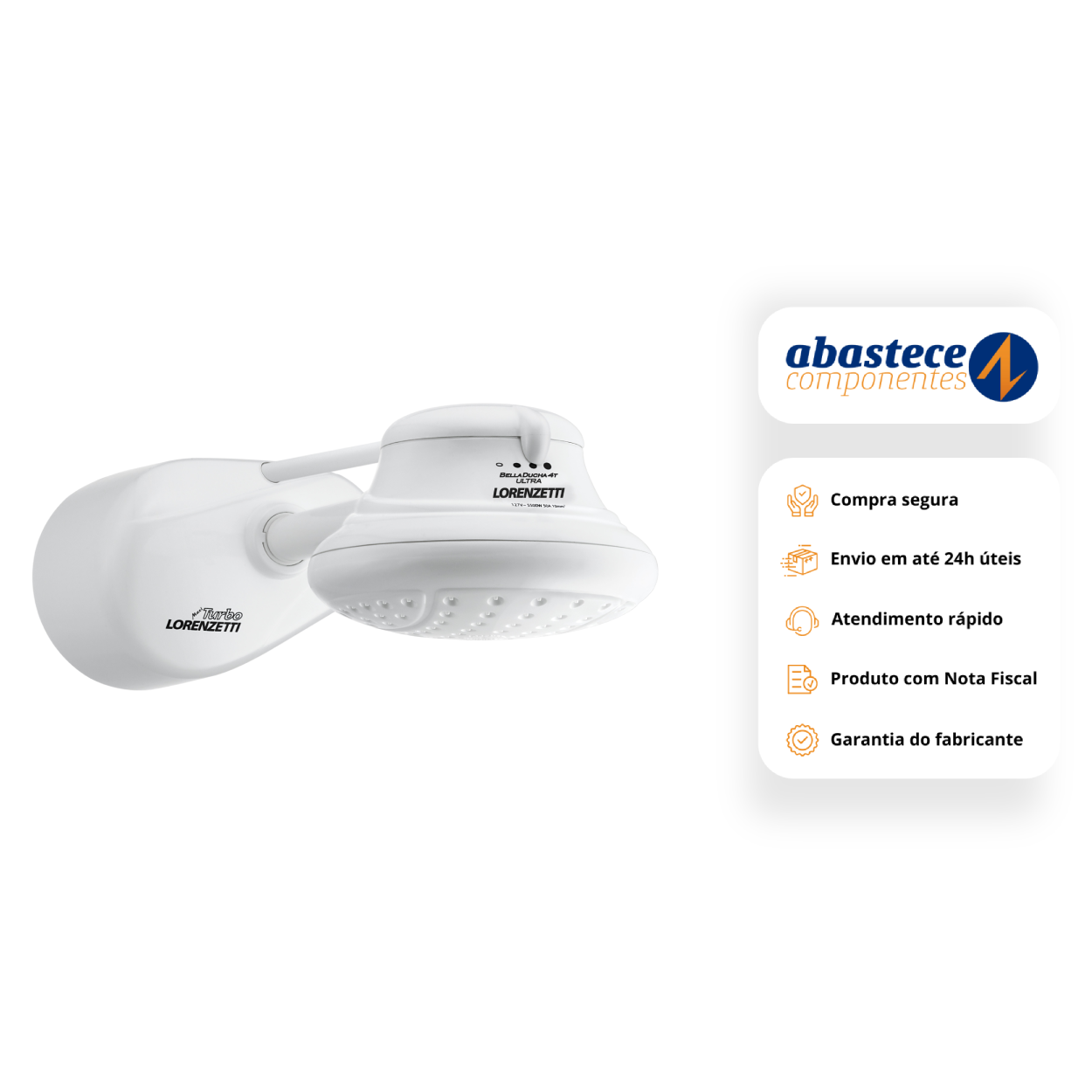 Chuveiro Bella Ducha Turbo Ultra Branco 5500w 127V Lorenzetti