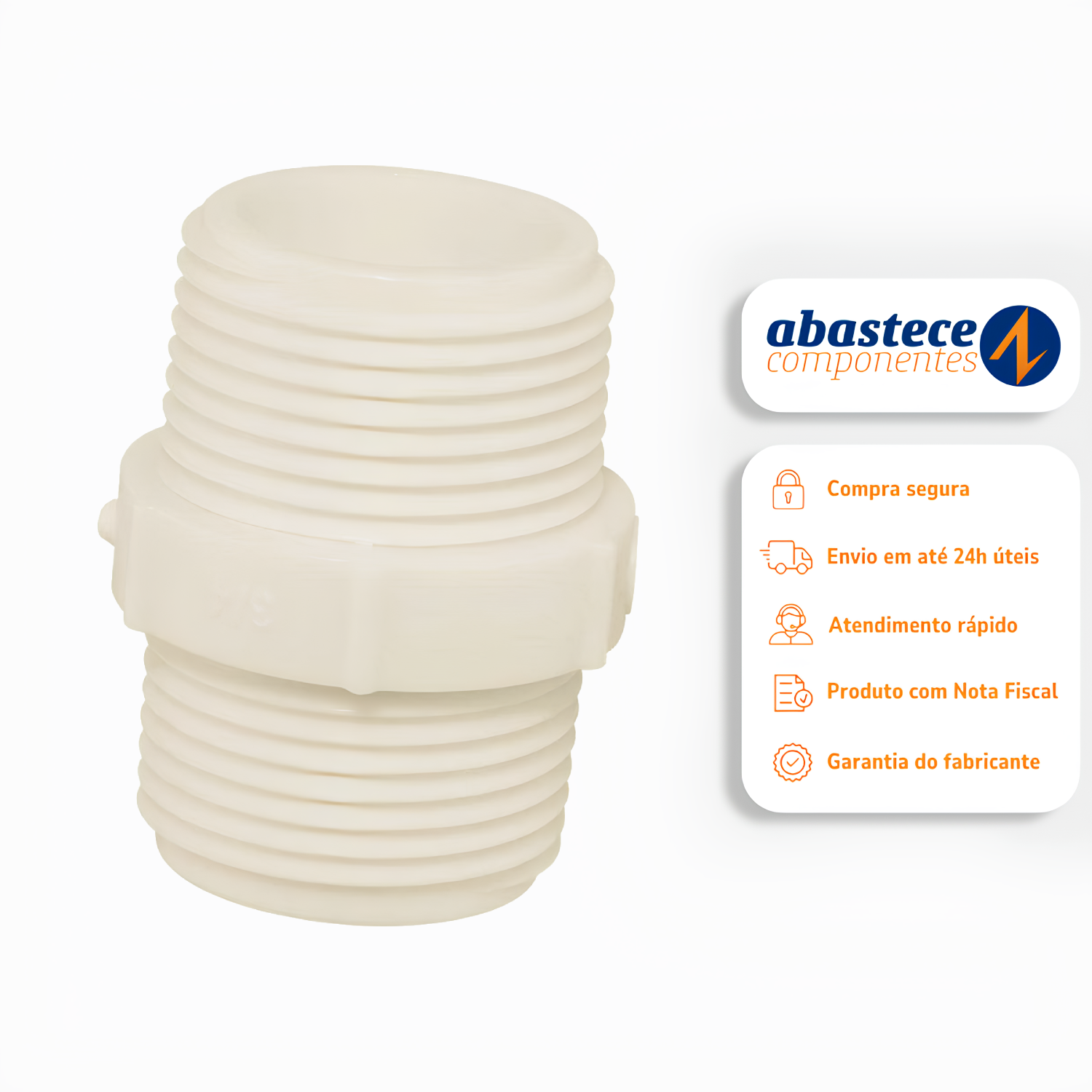 Nipel Roscavel 1/2" Pvc Branco 11758 Amanco