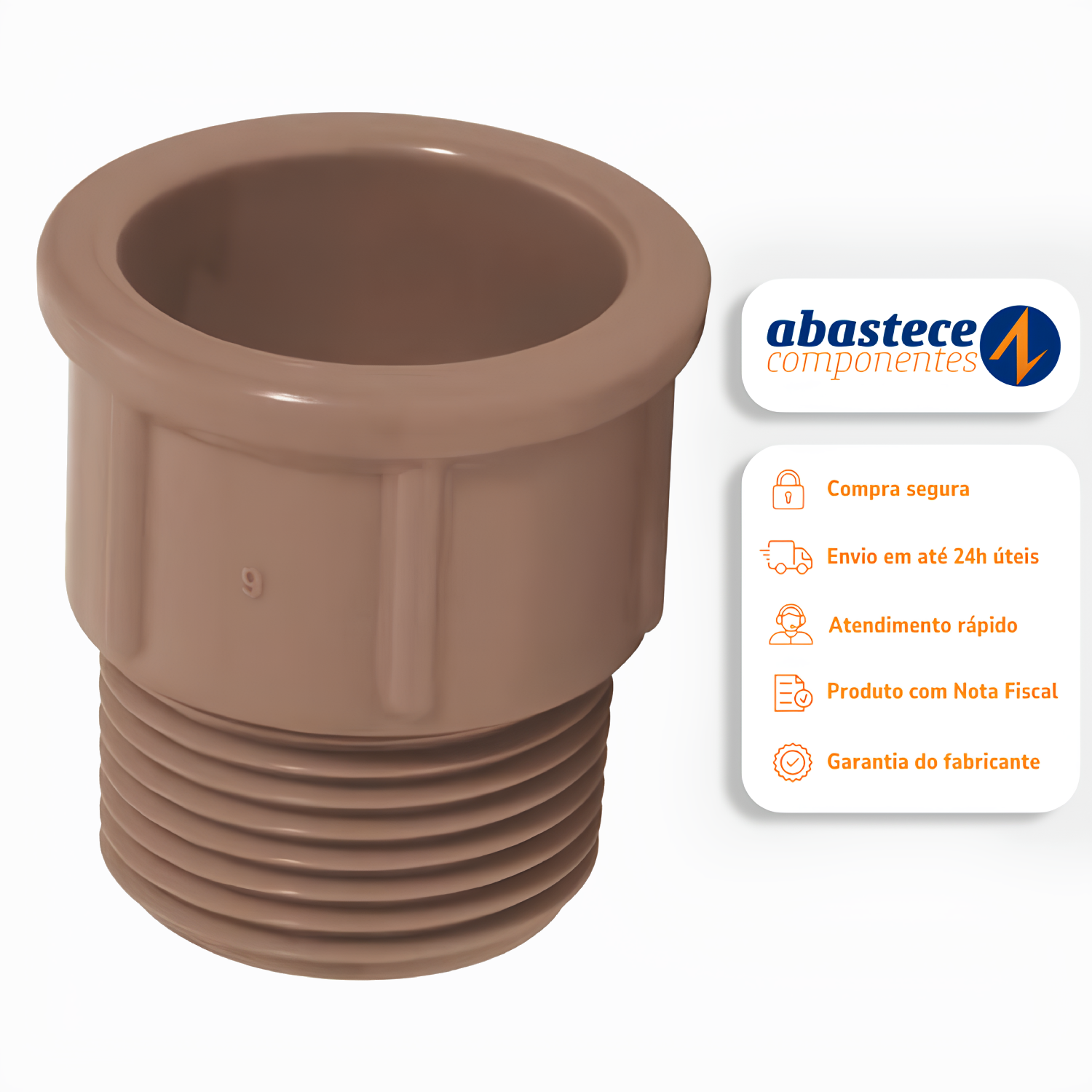 Adaptador Soldavel Curto Bolsa E Rosca 32mm X 1" Pvc Marrom 11509 Amanco