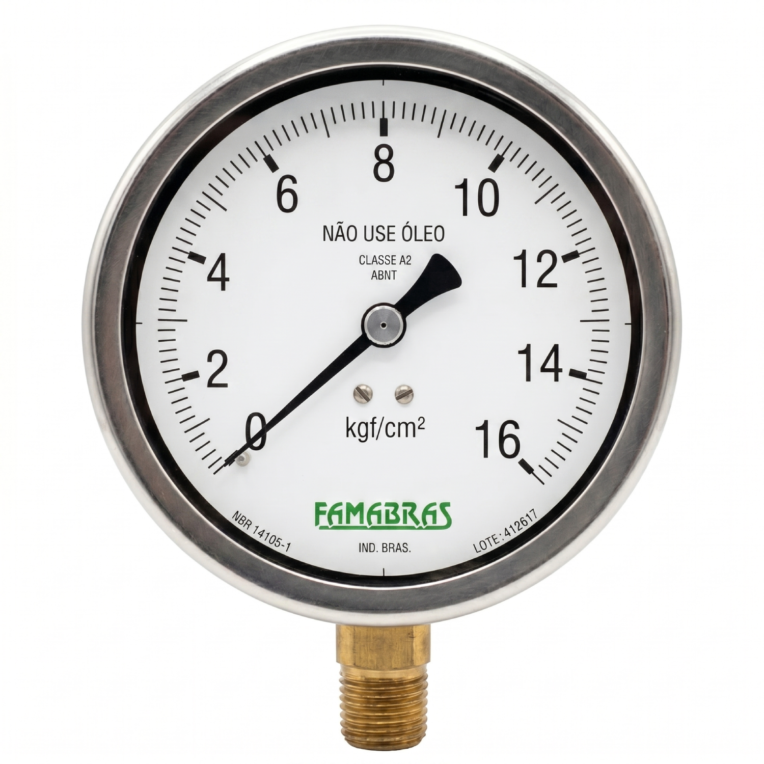 Manômetro 0/16 Kgf/Cm2 2/0,2 R. 1/4" Npt Latao Famabras