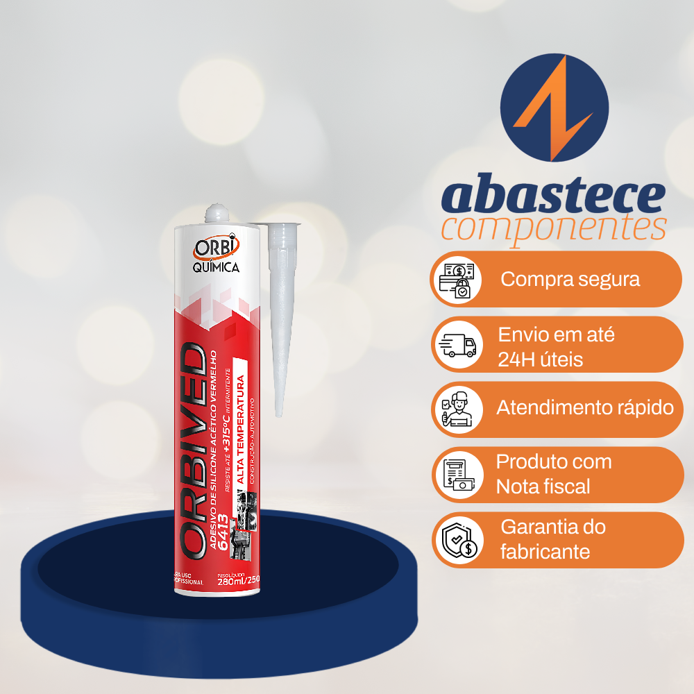 Kit 12 Silicone Vermelho Acetico Alta Temperatura 250G Orbi