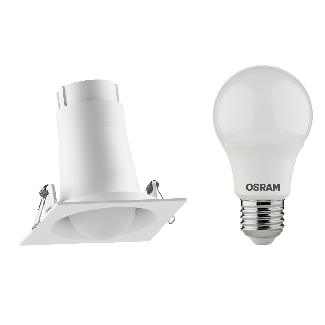 Spot Led Quadrado Embutir Branco Bulbo Dim 8,5W 806Lm E27 Osram