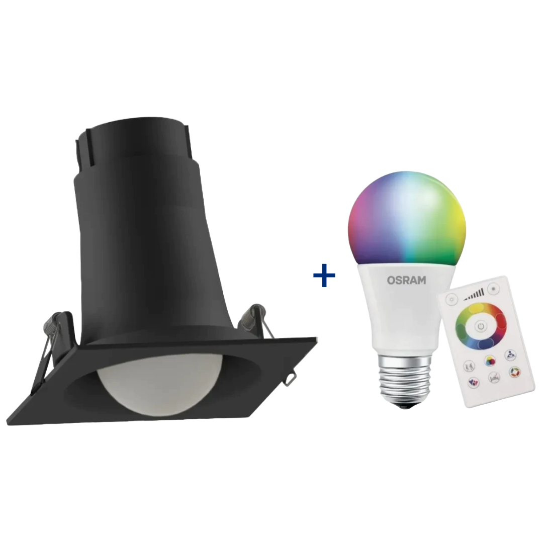 Spot Led Quadrado Embutir Preto Bulbo Rgbw 7,5W 600Lm Osram