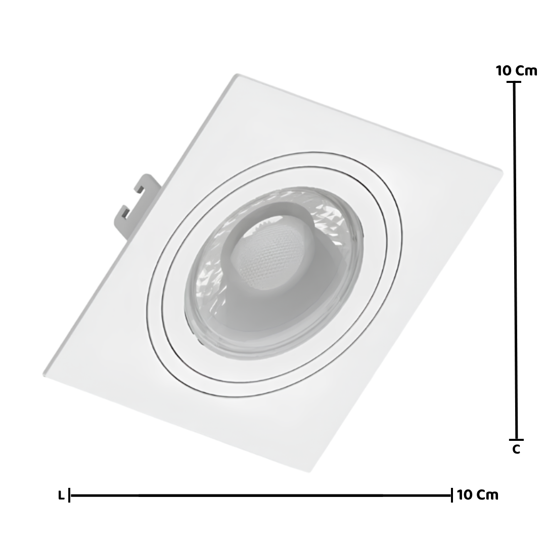 Spot Led Quadrado Embutir Branco Par16 Glass 4W 370Lm Osram