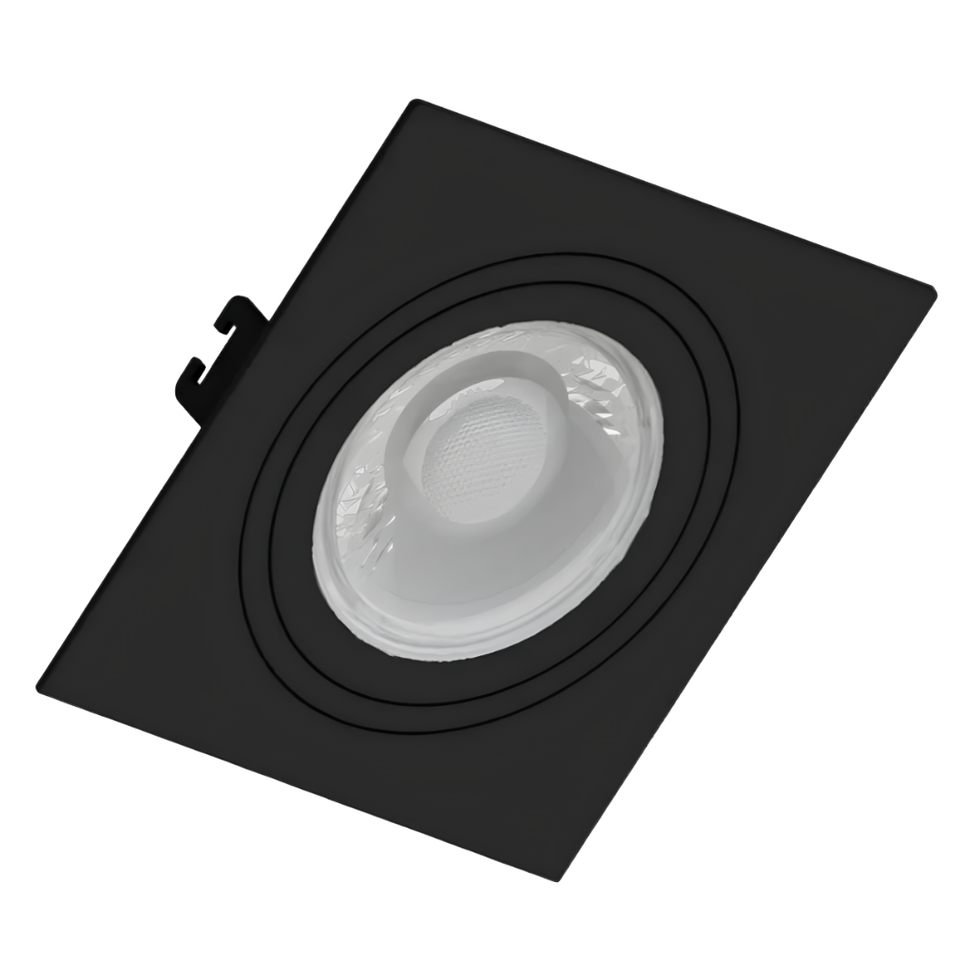 Spot Led Quadrado Embutir Preto Par16 Glass 4W 370Lm Osram