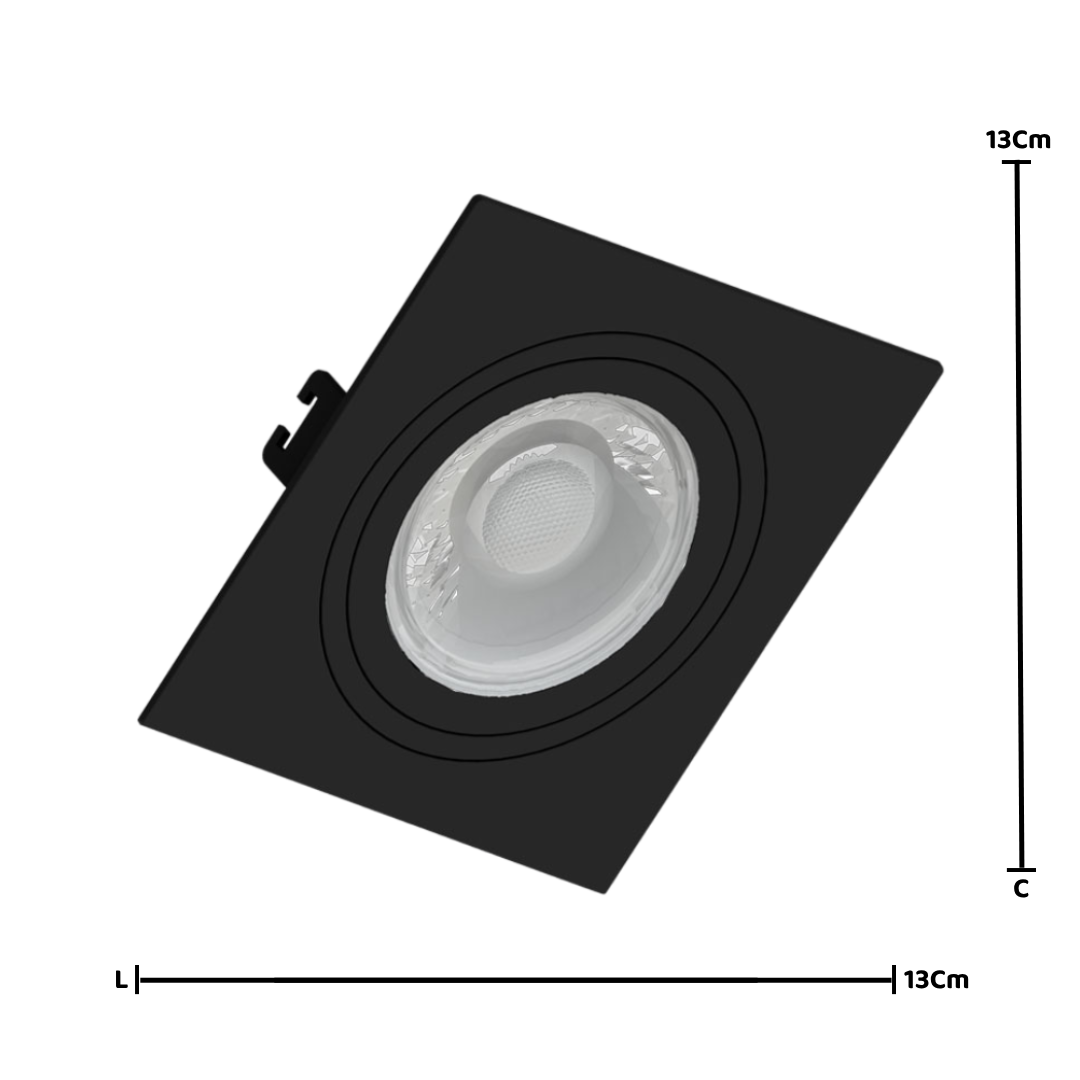 Spot Led Quadrado Embutir Preto Par20 5,5W 525Lm Osram