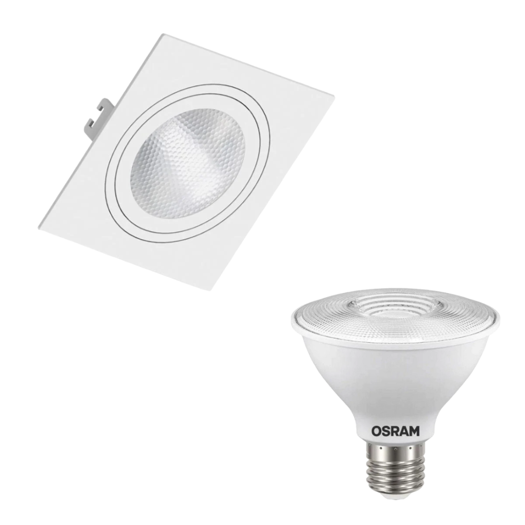 Spot Led Quadrado Branco Par30 9,5W 900Lm Ip20 Bivolt Osram
