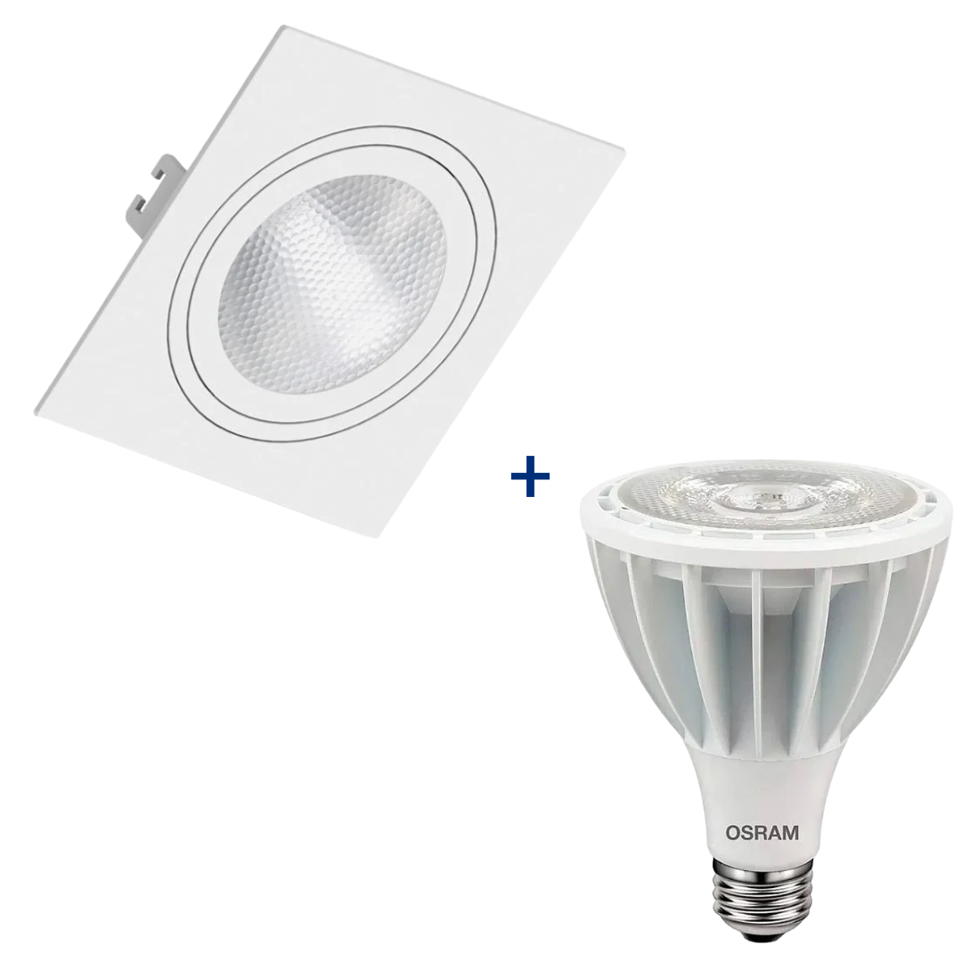 Spot Led Quadrado Branco Par30 Hci 28W 3000K 3000Lm 15° Osram