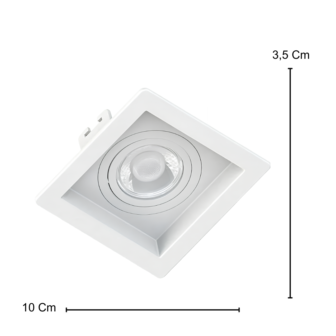 Spot Quadrado Embutir Recuado Branco Par16 Glass 4W 370Lm Osram