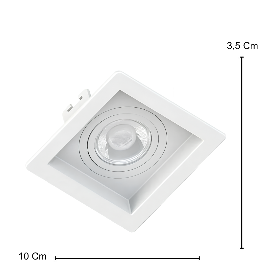 Spot Led Quadrado Embutir Recuado Branco Par16 4W 350Lm Osram