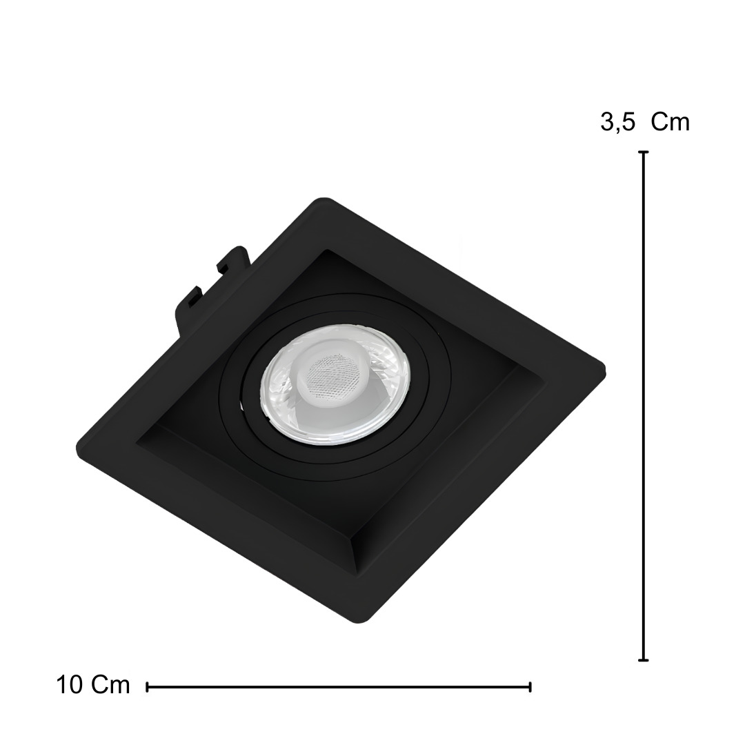 Spot Led Quadrado Recuado Preto Par16 Dim 5,5W 2700K 550Lm Osram