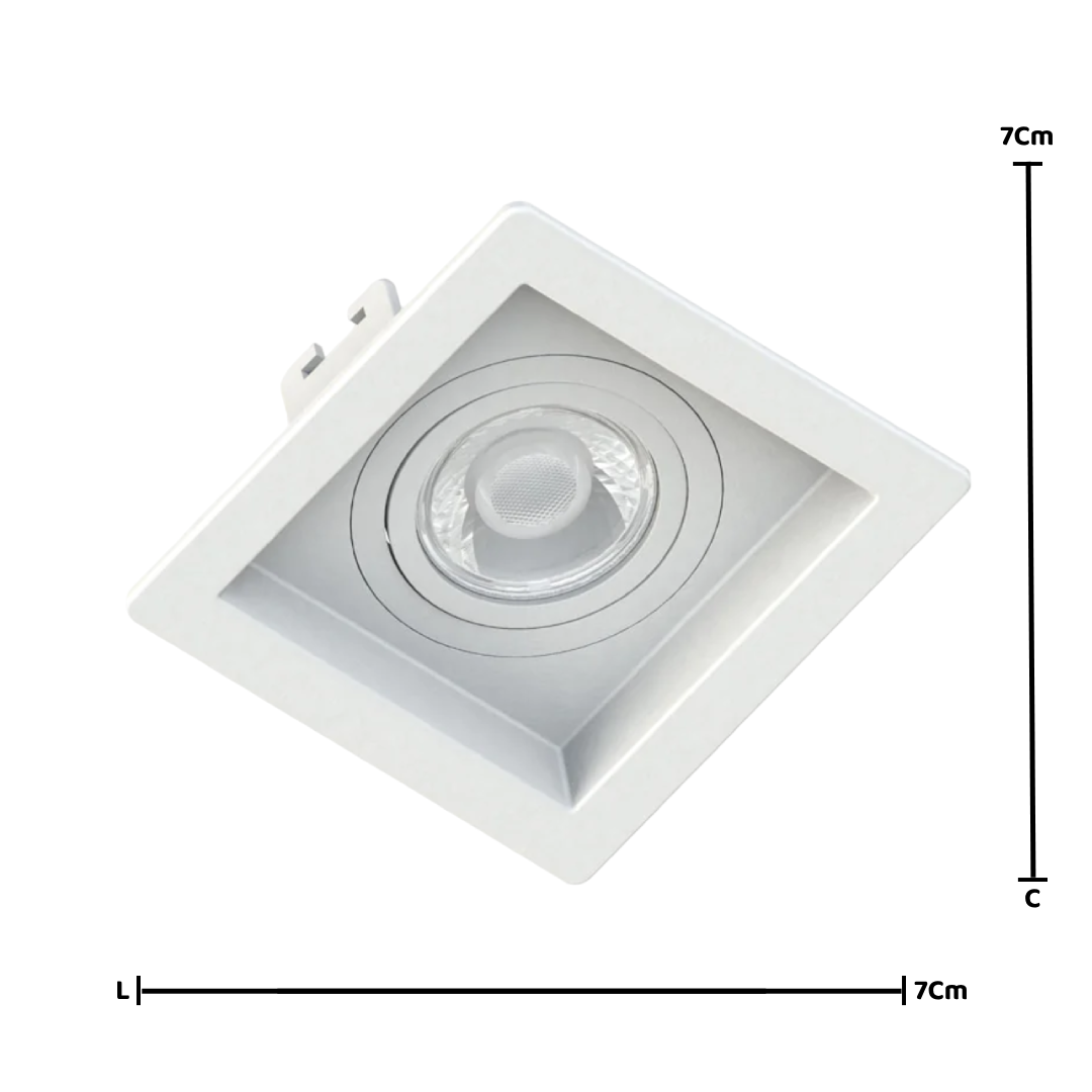 Spot Led Quadrado Embutir Recuado Branco Par11 3W 300Lm Osram