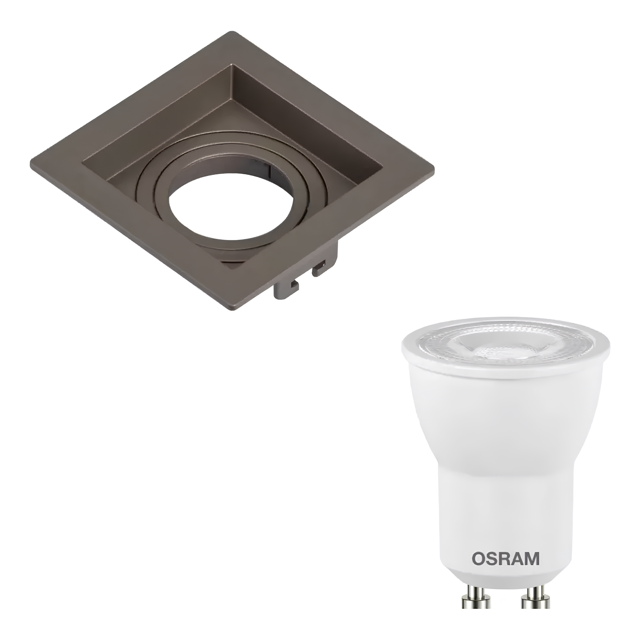 Spot Led Quadrado Embutir Recuado Chumbo Par11 3W 300Lm Osram