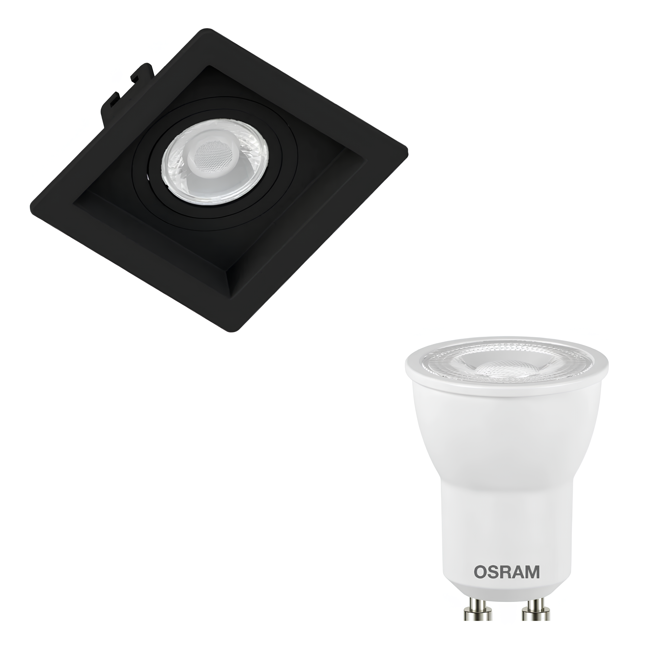 Spot Quadrado Embutir Recuado Preto Par11 3W 300Lm Osram