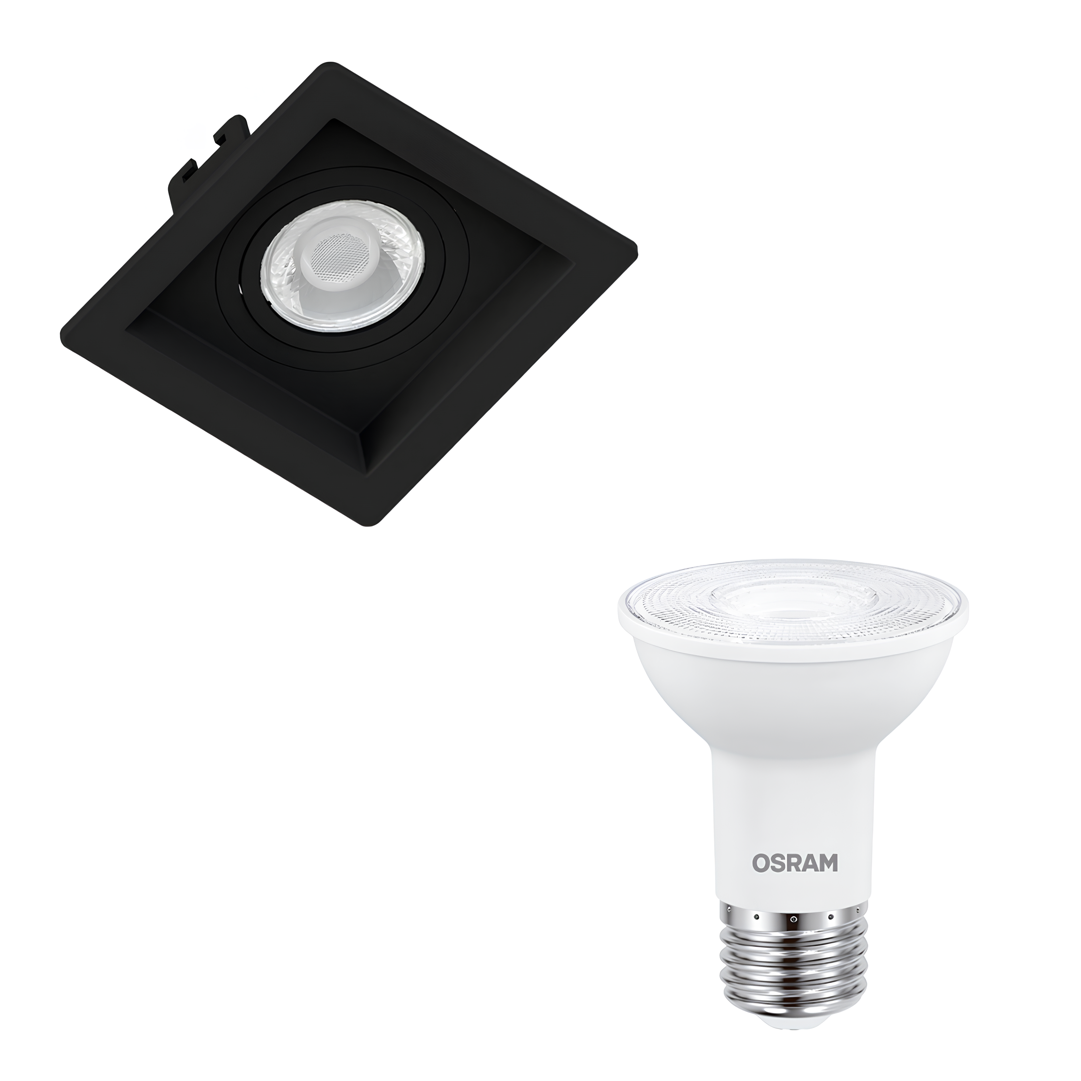 Spot Embutir Quadrado Recuado Pt Par20 Dim 5,5W 2700K Osram