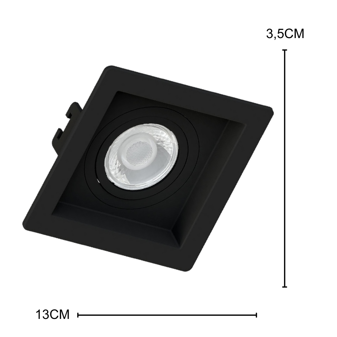 Spot Embutir Quadrado Recuado Pt Par20 Dim 5,5W 2700K Osram