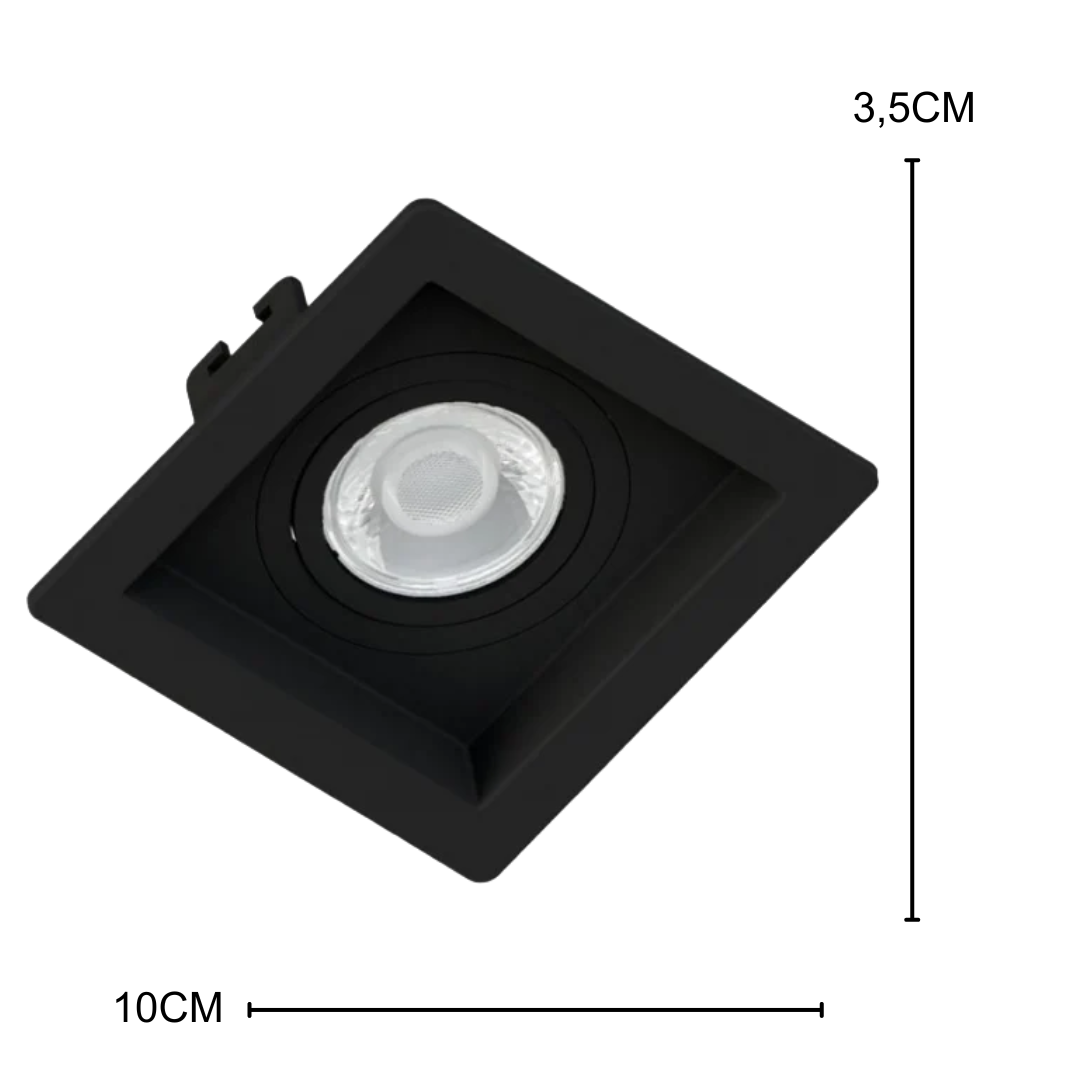 Spot Quadrado Recuado Preto Par20 7W 3000K 525Lm Bivolt Osram