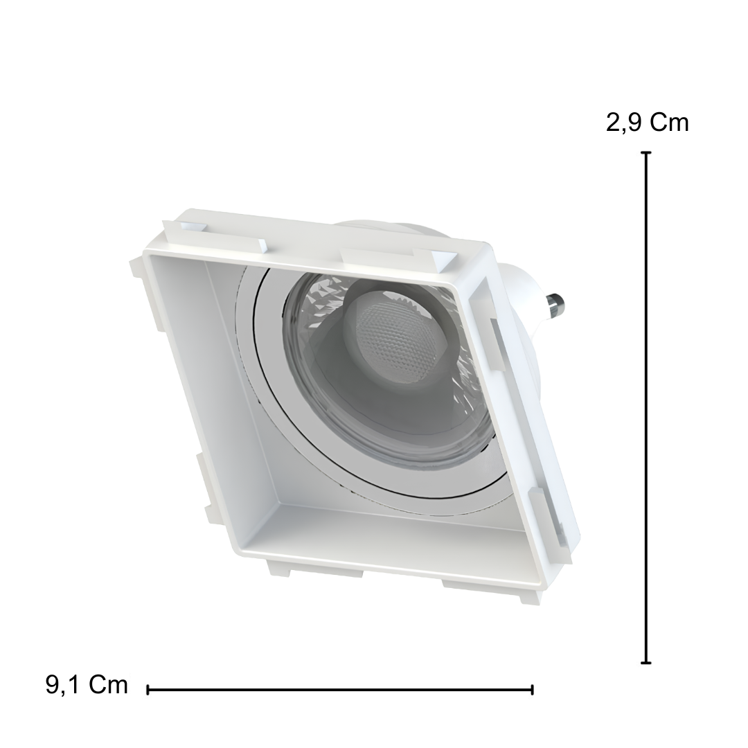 Spot Quadrado Embutir No Frame Branco Par16 Glass 4W 370Lm Osram