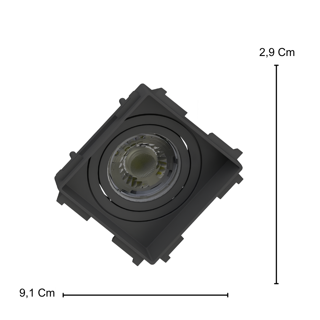 Spot Quadrado Embutir No Frame Preto Par16 Glass 4W 370Lm Osram