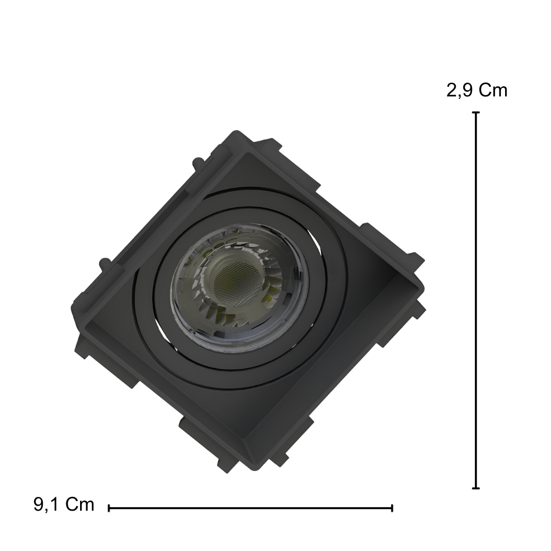 Spot Led Quadrado No Frame Preto Par16 4W 350Lm Bivolt Osram