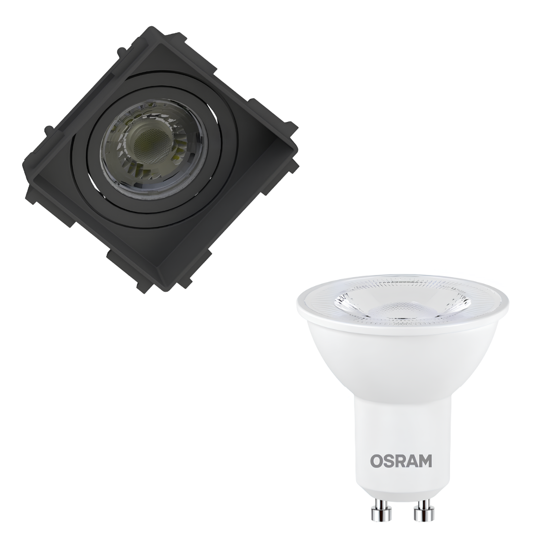 Spot Led Quadrado No Frame Preto Par16 4W 350Lm Bivolt Osram