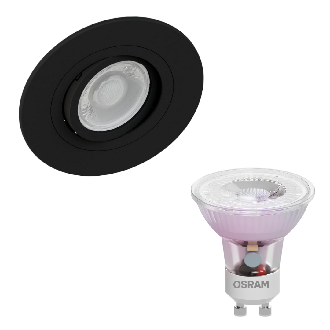 Spot Led Redondo Embutir Preto Par16 Glass 4W 370Lm Bivolt Osram