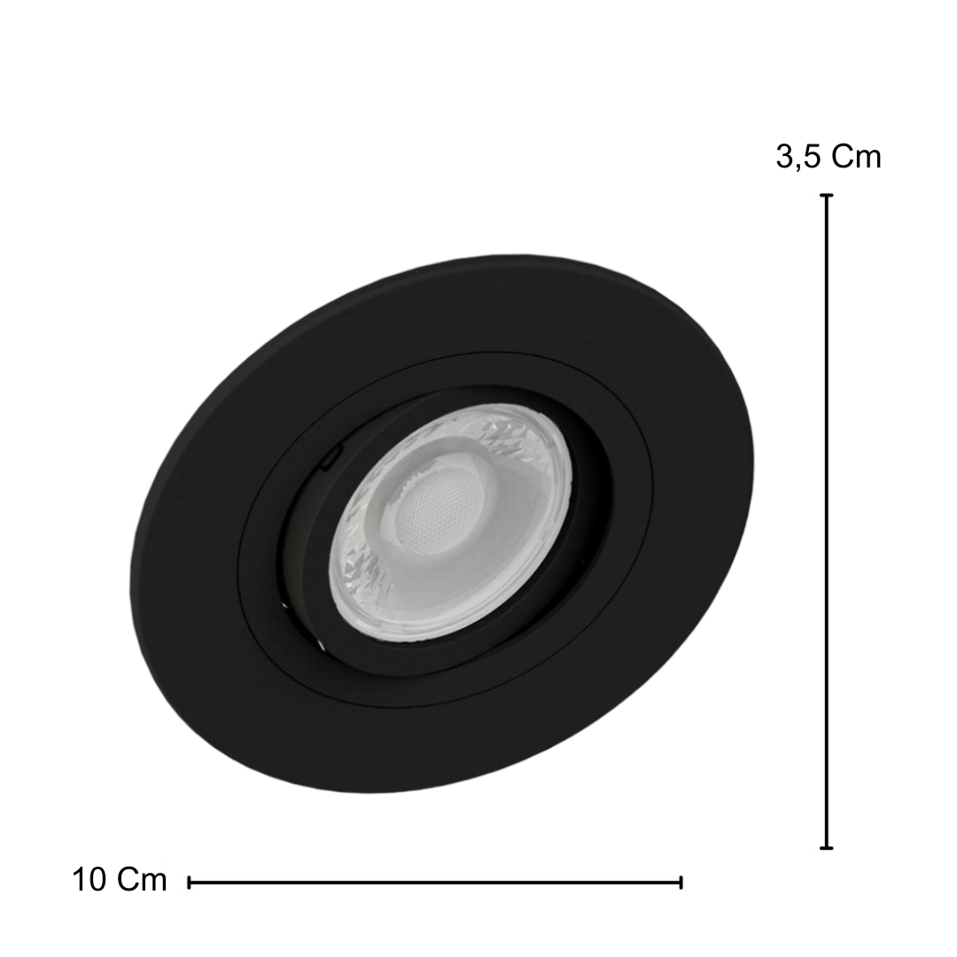 Spot Led Redondo Embutir Preto Par16 Glass 4W 370Lm Bivolt Osram