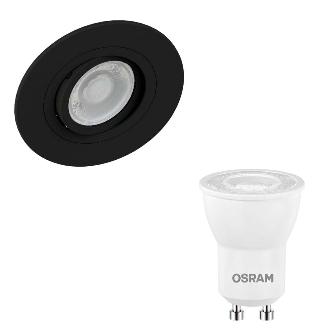 Spot Led Redondo Embutir Preto Par16 Dim 5,5W 2700K 550Lm Osram