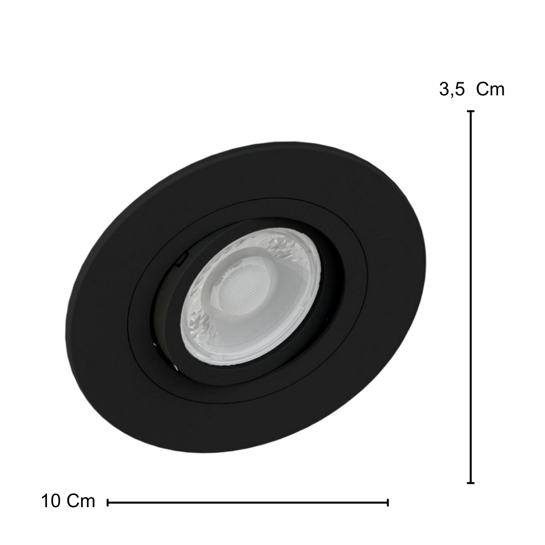 Spot Led Redondo Embutir Preto Par16 Dim 5,5W 2700K 550Lm Osram