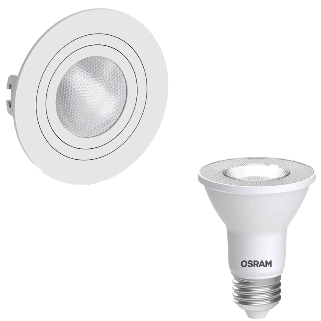 Spot Led Redondo Embutir Branco Par20 5,5W 2700K 525Lm Osram