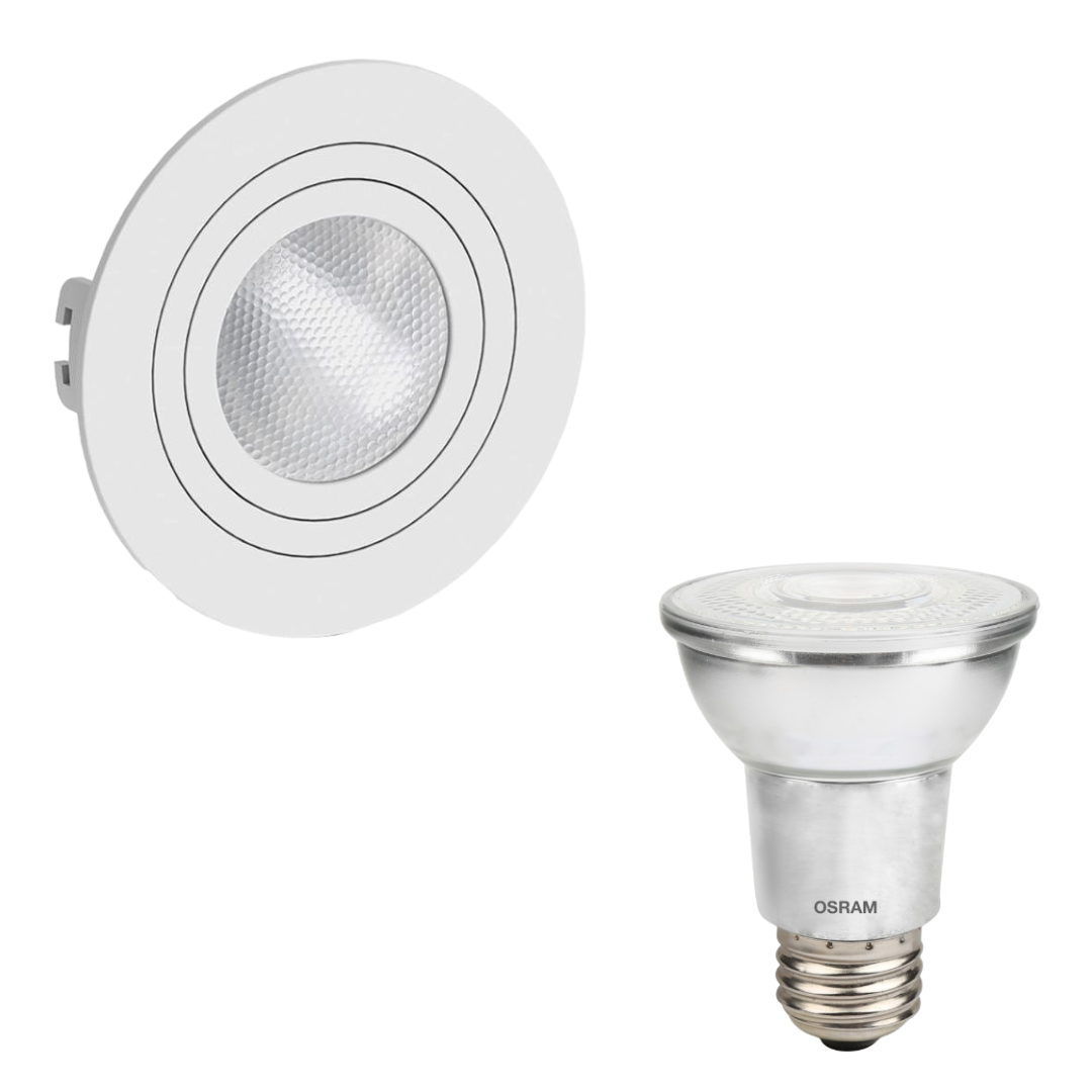 Spot Redondo Embutir Branco Par20 7W 3000K 525Lm Bivolt Osram<BR>