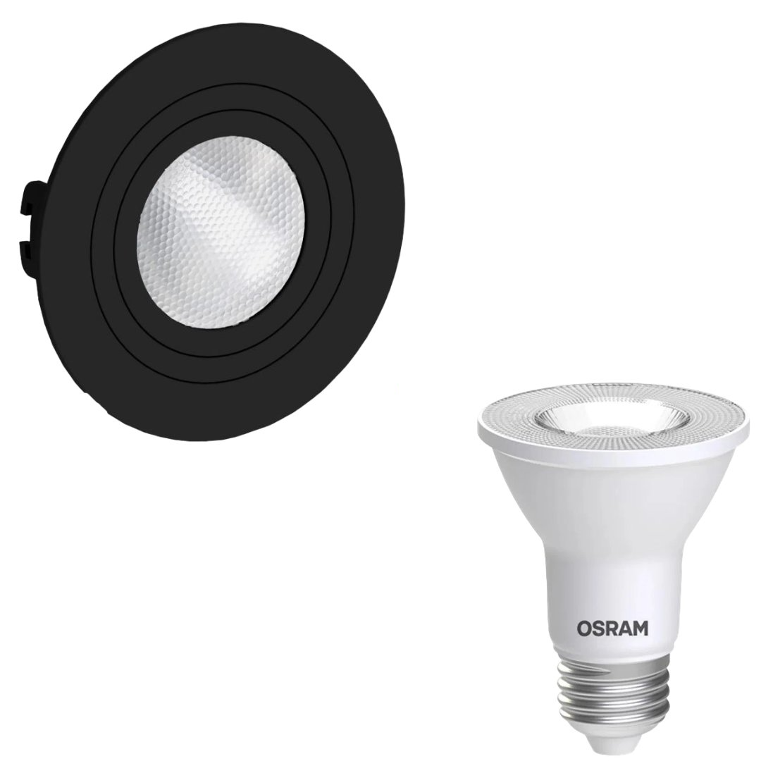 Spot Led Redondo Embutir Preto Par20 5,5W 525Lm 25° Bivolt Osram