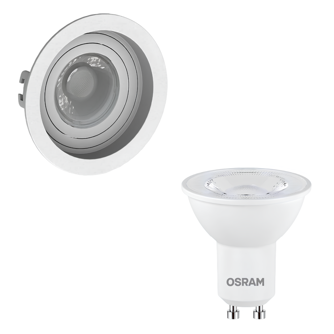 Spot Led Redondo Embutir Recuado Branco Par16 4W 350Lm Osram