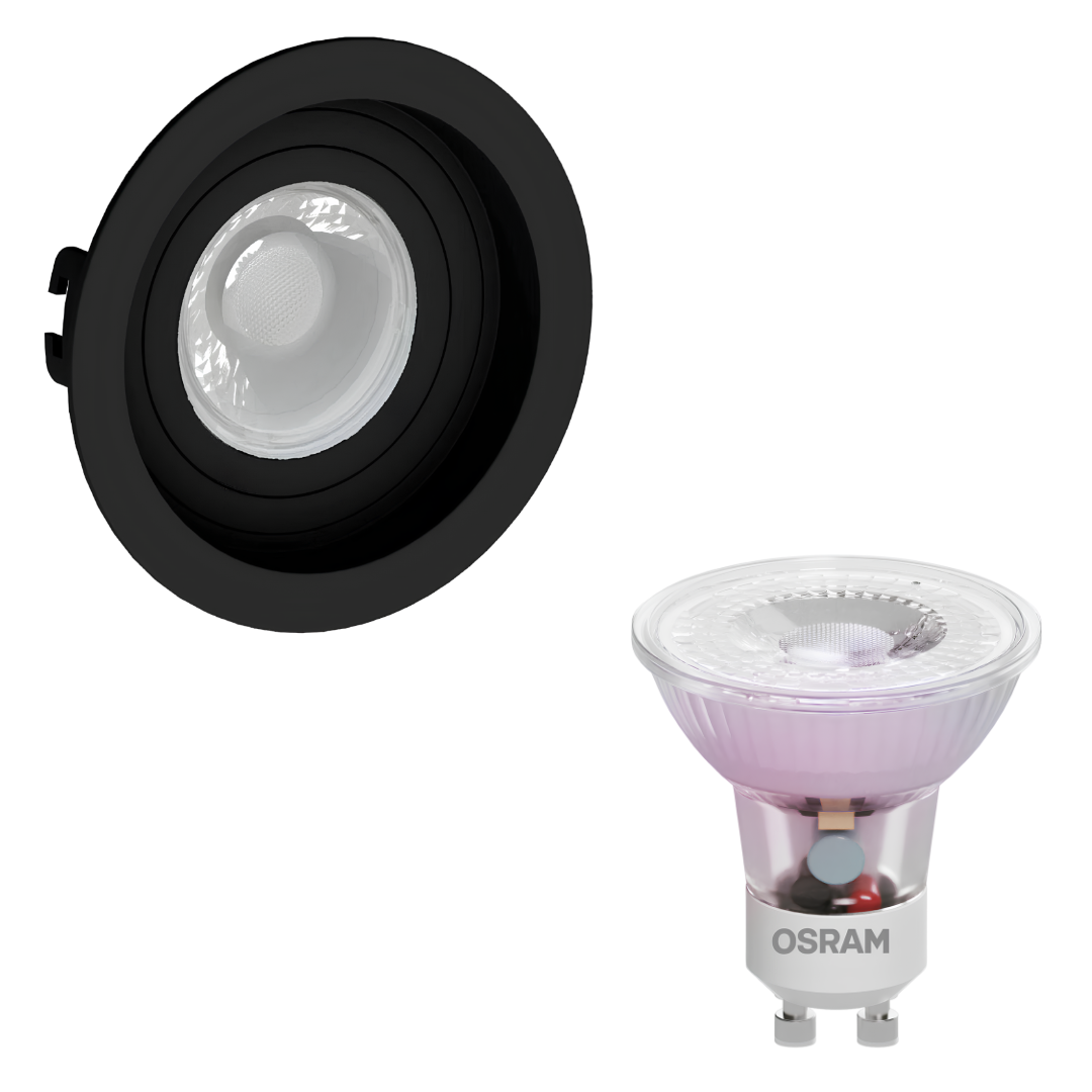 Spot Led Redondo Recuado Preto Par16 Glass 4W 370Lm Bivolt Osram