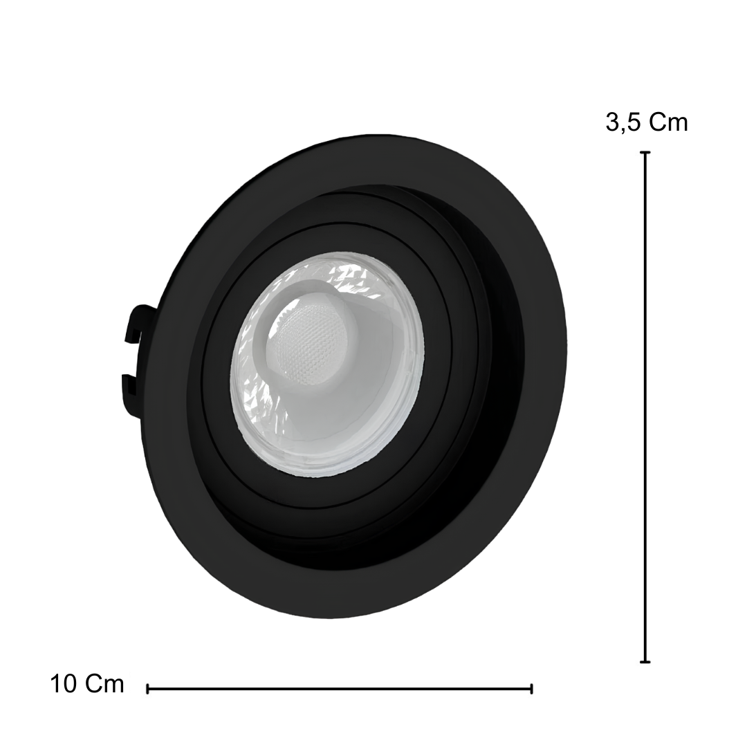 Spot Led Redondo Embutir Recuado Preto Par16 4W 350Lm Osram