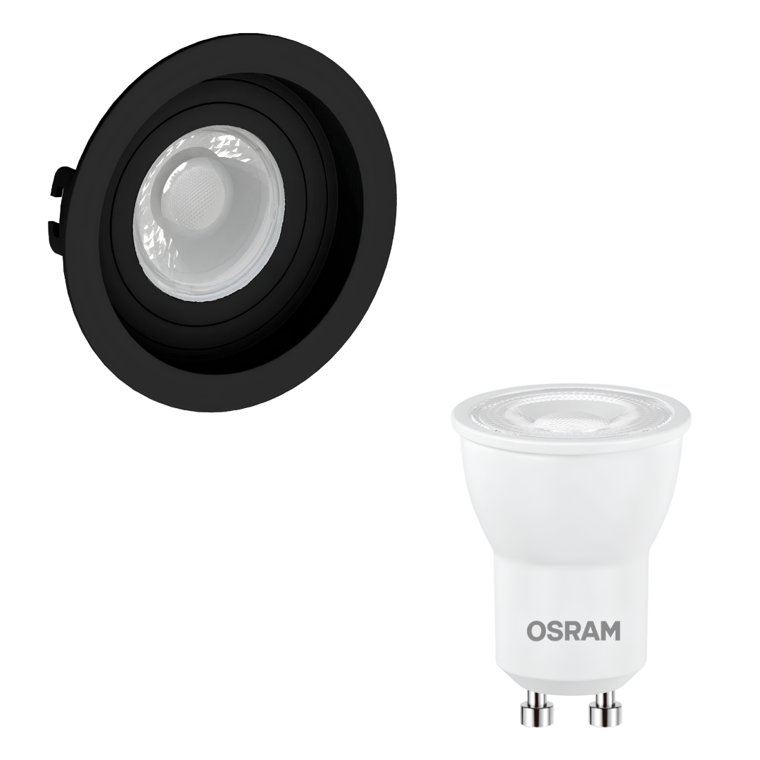 Spot Redondo Embutir Recuado Preto Par16 Dim 5,5W 550Lm Osram