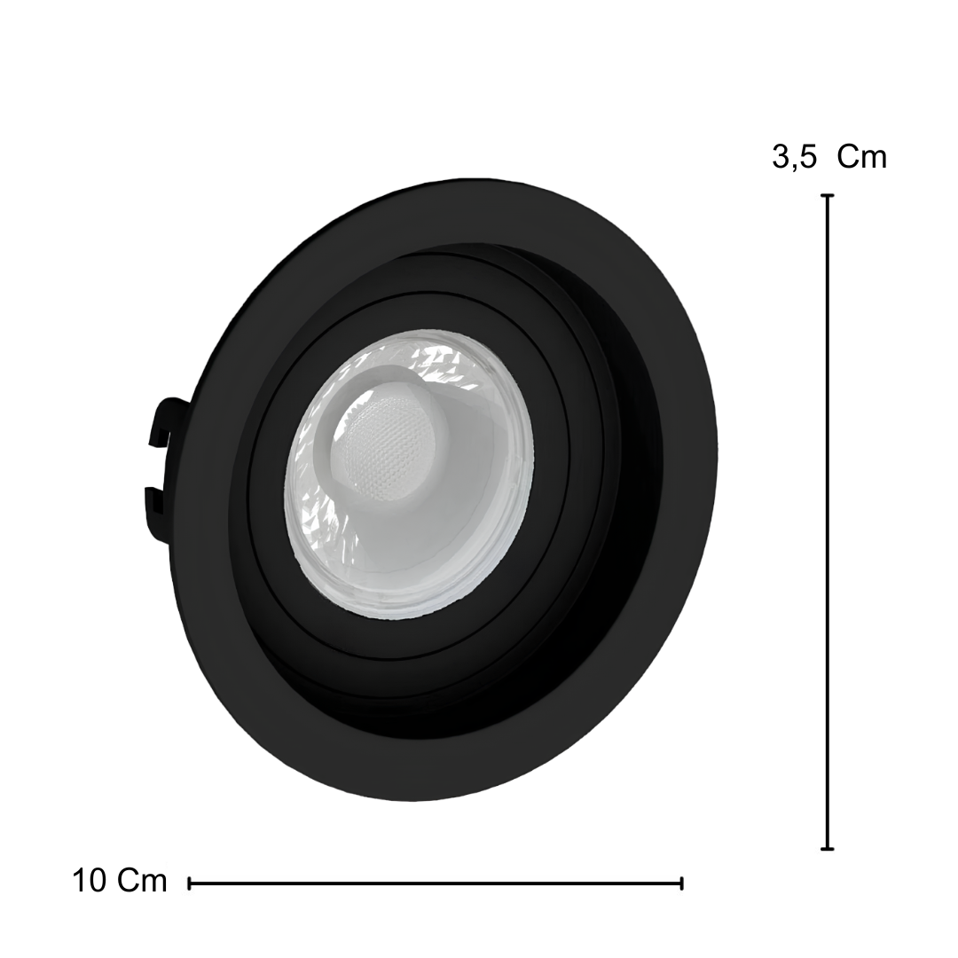 Spot Redondo Embutir Recuado Preto Par16 Dim 5,5W 550Lm Osram