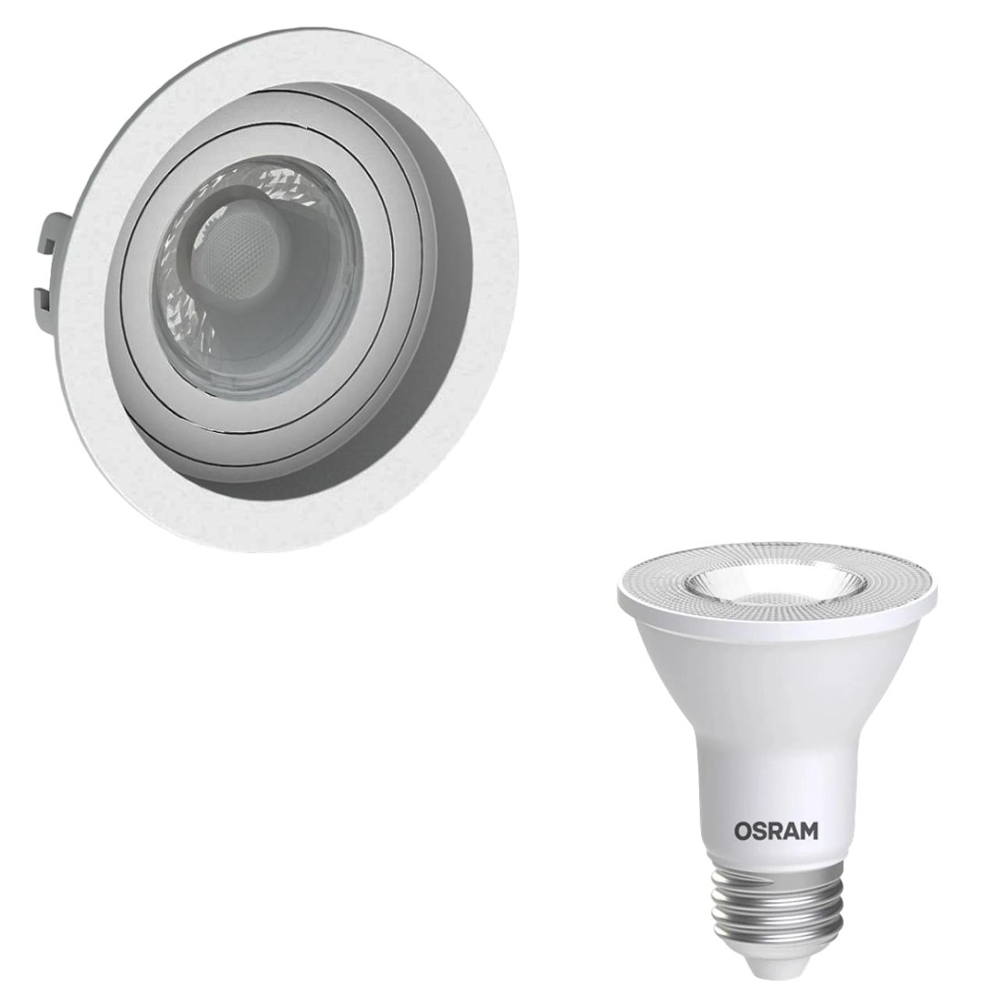 Spot Led Redondo Recuado Branco Par20 5,5W 2700K 25° Ip65 Osram