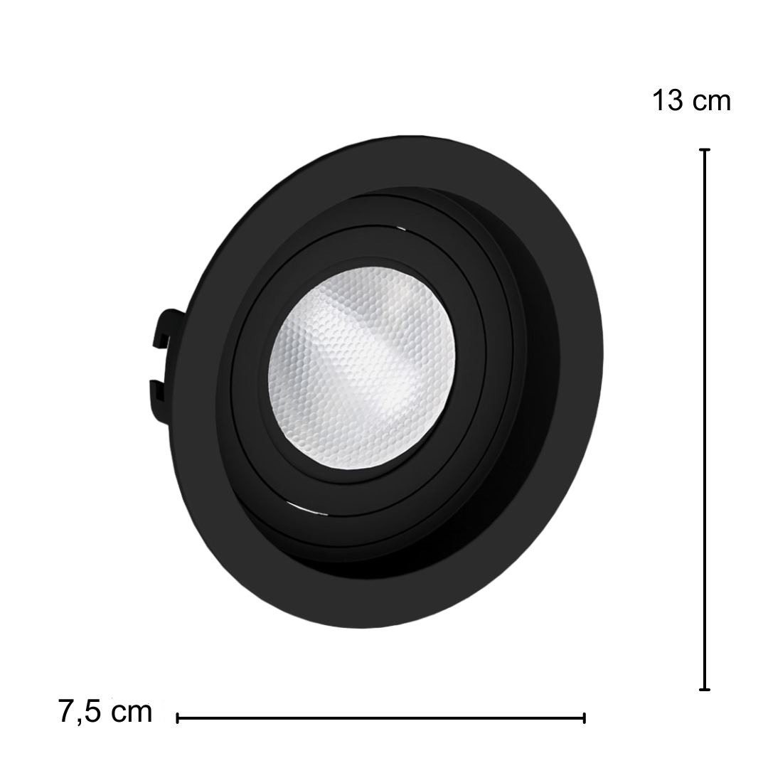 Spot Led Redondo Embutir Recuado Preto Par20 Dim 5,5W 2700K Osram