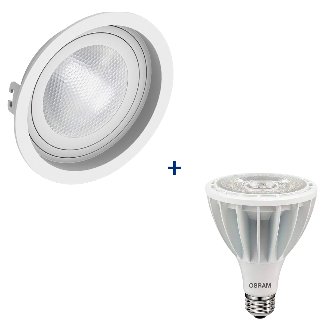 Spot Redondo Recuado Branco Par30 Hci 28W 4000K 3000Lm 30° Osram